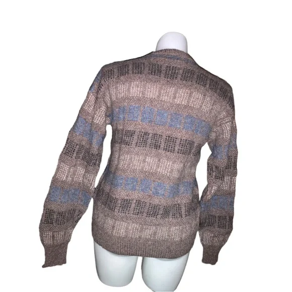 Vintage Michael Jordan Men’s Wool Sweater L Brown Blue Checked Knit Pullover